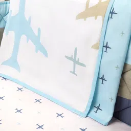 Masilo Dream Wings Boys Blue & White Printed Mild Winter Single Bed Dohar-image-37