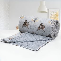 Aurave Grey & Yellow Floral Cotton AC Room 150 GSM Single Bed Dohar-image-59