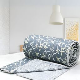 Aurave Iris Designer Grey Floral Reversible Cotton AC Room 150 GSM Double Bed Dohar-image-80