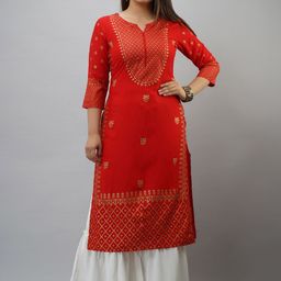 MAUKA Women Red Ethnic Motifs Printed Kurta with Sharara-picture-45