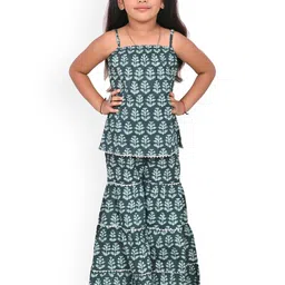BAESD Girls Ethnic Motifs Printed Pure Cotton Kurti with Sharara-26