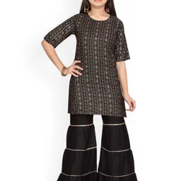 BAESD Girls Printed Regular Pure Cotton Kurta with Sharara-picture-14