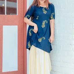 Thread & Button Women Paisley Printed A-Line Kurti with Sharara-4
