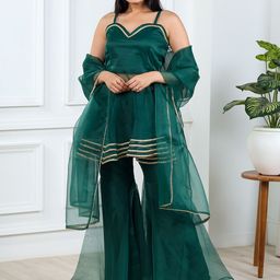 VIVARAA FASHION Women Striped Regular Gotta Patti Kurti with Sharara & With Dupatta-image-40