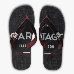 CARTAGO Men Charcoal & Brown Printed Thong Flip-Flops-11