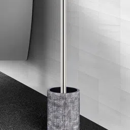 OBSESSIONS Charcoal Grey & White 2 Pieces Printed Toilet Brush & Holder-2