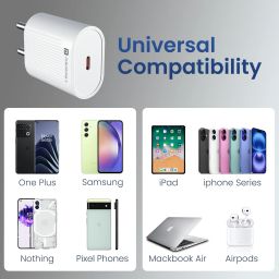 Portronics Adapto 45A 45W Type C PD Charging Adapter – Ultra-fast USB charger with GaN technology, ensuring efficient power delivery, reduced heat generation, and universal compatibility for smartphones, tablets, and laptops. image 4