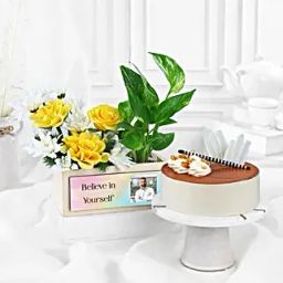 Peach Melody Butterscotch Cake N Floral Harmony-image-6