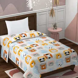 Florida Giggles Grey & Blue Cartoon Characters Microfiber 500 GSM Single Bed Comforter-image-52