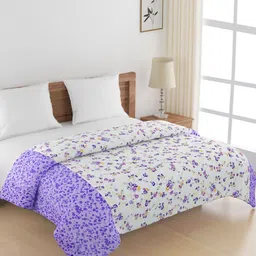 SWAYAM Purple & White Floral AC Room 150 GSM Double Bed Comforter-image-48