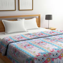 Arrabi White & Blue Cartoon Characters Mild Winter 450 GSM Double Bed Comforter-image-93