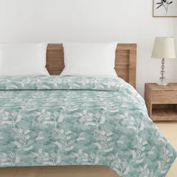 SWAYAM Green & White Floral AC Room 150 GSM Double Bed Comforter-image-88