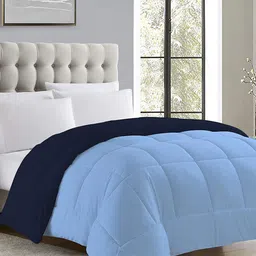 CURIOUS LIFESTYLE Blue 200 GSM Microfiber AC Room Single  Bed Reversible Comforter-image-75