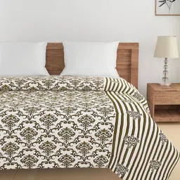 SWAYAM Brown & White Floral AC Room 150 GSM Double Bed Comforter-image-63