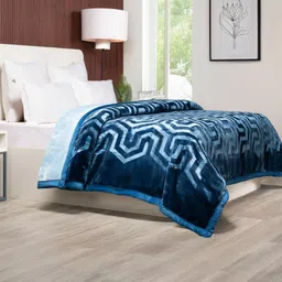 MYTRIDENT Teal Geometric Double Bed Blanket-39