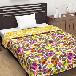 Divine Casa Pink & Yellow Floral AC Room 120 GSM Single Bed Dohar-image-85