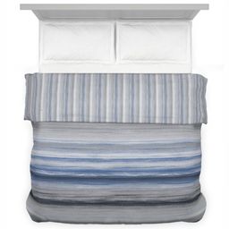 DDecor Grey & Blue Striped Pure Cotton 300 GSM Heavy Winter Double Bed Quilt-58