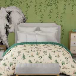 MYTRIDENT Jigsaw Jungle Brown & Green Cartoon Characters 150 GSM Double Bed Comforter-11