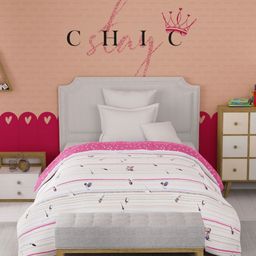 MYTRIDENT Slumber Pink & White Cartoon Characters Printed 150 GSM Single Bed Comforter-28