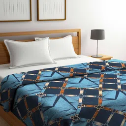 Arrabi Blue & Orange Geometric Mild Winter 450 GSM Double Bed Comforter-image-93