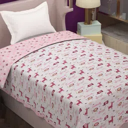 Florida Pink Cartoon Characters Cotton 210 GSM AC Room Reversible Single Bed Comforter-image-103