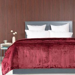 MYTRIDENT Maroon Double Bed Blanket-image-0