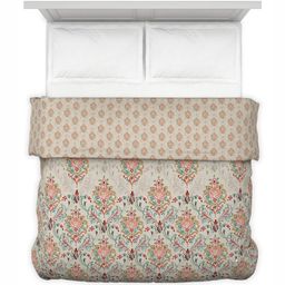 DDecor Beige & Pink Ethnic Motifs Pure Cotton 300 GSM Heavy Winter Double Bed Quilt-41