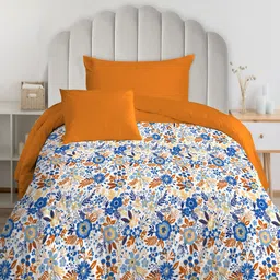 MYTRIDENT White & Blue Floral AC Room 120 GSM Cotton Single Bed Comforter-image-32