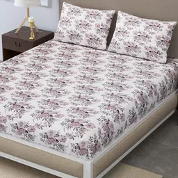 LINENWALAS Happy Sleeping White 2 Pcs Floral Cotton Reversible 300 GSM Double Bed Dohar-image-31
