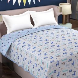 Florida Blue & White Cartoon Reversible Cotton AC Room 210 GSM Double Bed Comforter-image-78