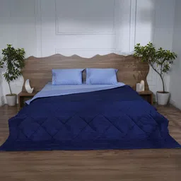 BELIHODE Navy Blue 150 GSM Double Bed Comforter-image-52
