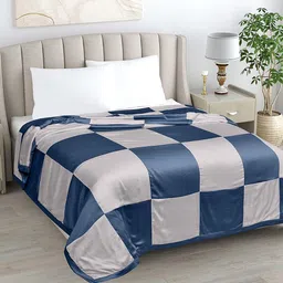 LINENWALAS Happy Sleeping Silver-Toned Checked AC Room Cotton 300 GSM Double Bed Dohar-image-58