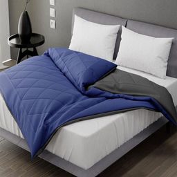 Hammer Home Grey & Blue Microfiber AC Room 150 GSM Reversible Double Bed Comforter-image-96