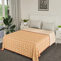 Kuber Industries Beige & Orange AC Room Cotton 120 GSM Reversible Double Bed Blanket-image-28
