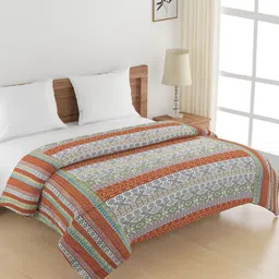 SWAYAM Brown & White Floral AC Room 150 GSM Double Bed Comforter-image-45