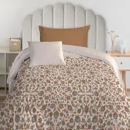 MYTRIDENT Urban Comfort Brown & Red Floral Cotton AC Room 120 GSM Single Bed Comforter-image-38