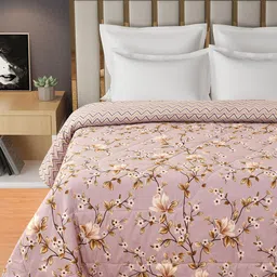 Florida Mauve & White Floral Microfiber AC Room 150 GSM Double Bed Comforter-9