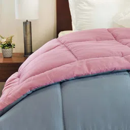 MYTRIDENT Grey  Pink Solid AC Room 120 GSM Queen Double Bed Comforter-54