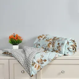 Florida Unisex Blue 150 GSM Microfiber All Season Reversible Double Queen Bed Comforter-picture-23