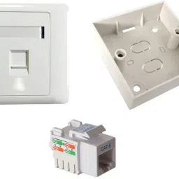 BOXNUBE Combo Set - RJ45 CAT6E Lan I/O Network Keystone Jack + Gang Box + Face Plate - 5 SET Network Interface Card-10