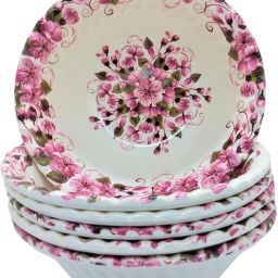 Melamine Serving Bowl PINK FLOWER Melamine Serving Bowls with Servers for Salad,Fruit,Vegetables BOWL-image-60