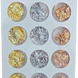12 pc Nail Art Foil Pigment Flakes Nail Art Transfer foil Gold Silver Copper-image-33