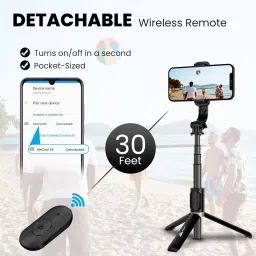 lookat Bluetooth Extedable Selfie Stick with Wireless Remote,103 Cms Long Selfie Stick,Detachable Mobile Holder Bluetooth Selfie Stick image 5