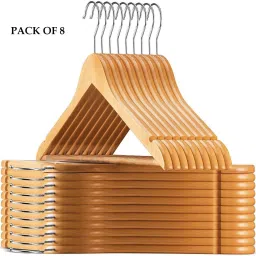 Premium Wooden Hanger with Notches for Dress Clothes, Coats, Jackets, Wooden Dress Pack of 8 Hangers ForDress-24