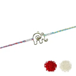 Asthetika Beaded Elephant Rakhi with Roli Chawal & Greeting Card image 3