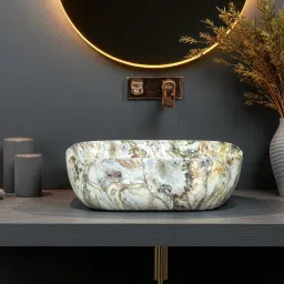 Premium Designer Ceramic Wash basin (M-39 New) with Waste pipe & Coupling (18x13x5)(M39 New)RJ Table Top Basin-image-35