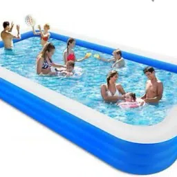 Inflatable (IND*96) Pool Blue Rectangular Pool With Free Pump Inflatable Swimming Pool-1