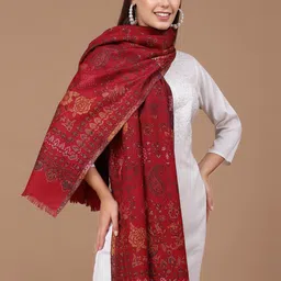 SWI Stylish Ethnic Motif Woven-Design Woollen Shawl-image-83