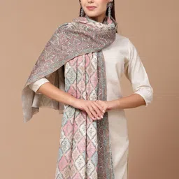 SWI Stylish Floral Embroidery Aari Work Shawl-image-86