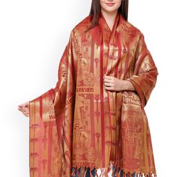 Exotic India Women Ethnic Motifs Woven Design Silk Shawl-29